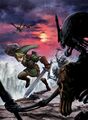 Artwork officiel, représentant Link affrontant des Stalfos.