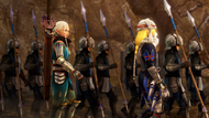 Impa et Sheik en train de marcher avec d'autres soldats