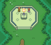 Aginah et Zelda dans les bois Perdus à la fin du jeu