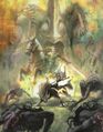 Illustration officielle présentant le style épique et dramatique de Twilight Princess.