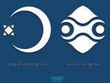 Symbole original des Gerudo qui a été modifié à la sortie du jeu.