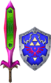L'épée des fées et le bouclier Hylien dans SoulCalibur II.