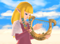 Zelda jouant de la lyre dans Skyward Sword.