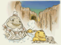 Le Doyen et des petits Gorons dans les crédits du jeu