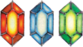 Les trois rubis principaux dans A Link to the Past.