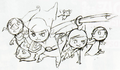 Artwork d'Hyrule Historia de plusieurs personnages de The Wind Waker dont Arielle.