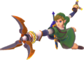 Link utilisant le Grappin dans Skyward Sword.