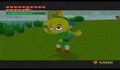 Link avec un fruit miam miam sur la tête.