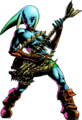 Artwork en couleur de Link Zora pour le remake Majora's Mask 3D.
