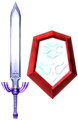 Le bouclier miroir et l'épée de légende dans SoulCalibur II.