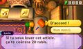 Link qui choisit un objet.