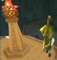 Link près d'une torche, dans The Wind Waker.