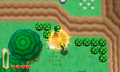 Link en train de vaincre un Blob Buzz à l'épée.