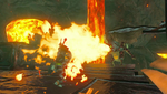 Un Lézalfos crachant du feu dans Breath of the Wild.
